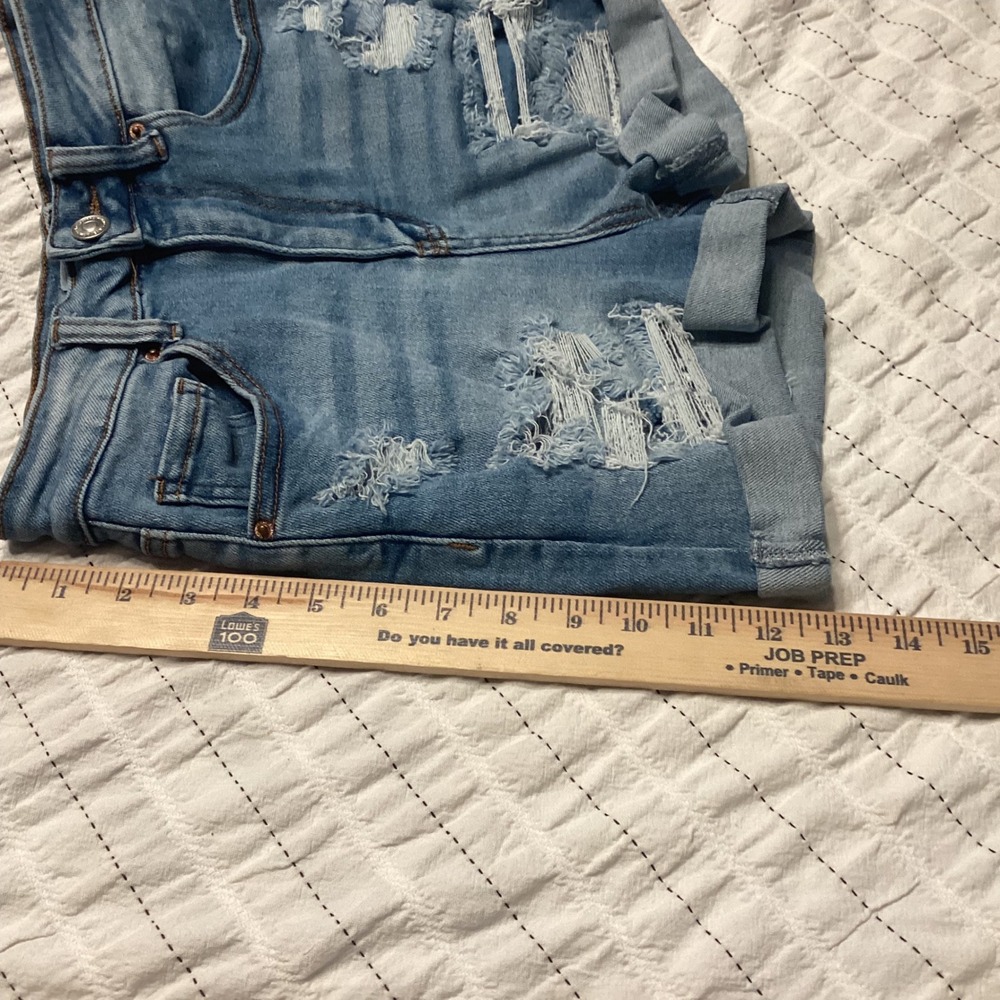 Wax Jean Collection Womens High Rise Distressed Denim Shorts Blue Size Small - Picture 5 of 6
